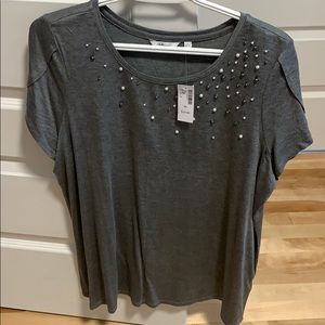 Tshirt in grey with pearl detailed